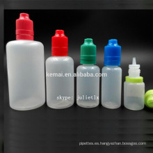 PE e-líquido botella ISO8317 FDA E botellas de jugo líquido suave venta al por mayor PE cig botella precio de fábrica 10 15 20 30 50 60 100 150ml